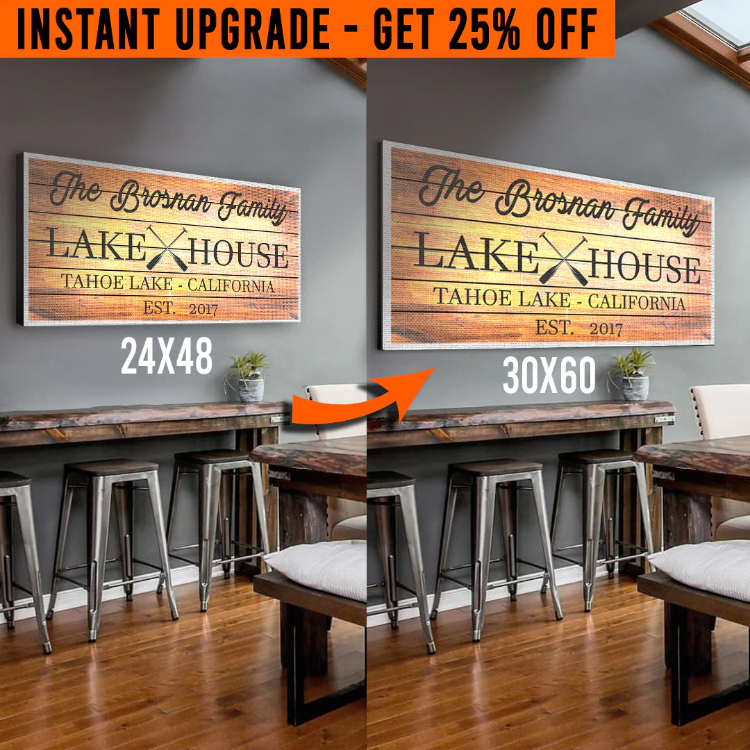 Upgrade Your 48x24 Inches 'Family Lake House' (Style 3) Canvas To 60x30 Inches