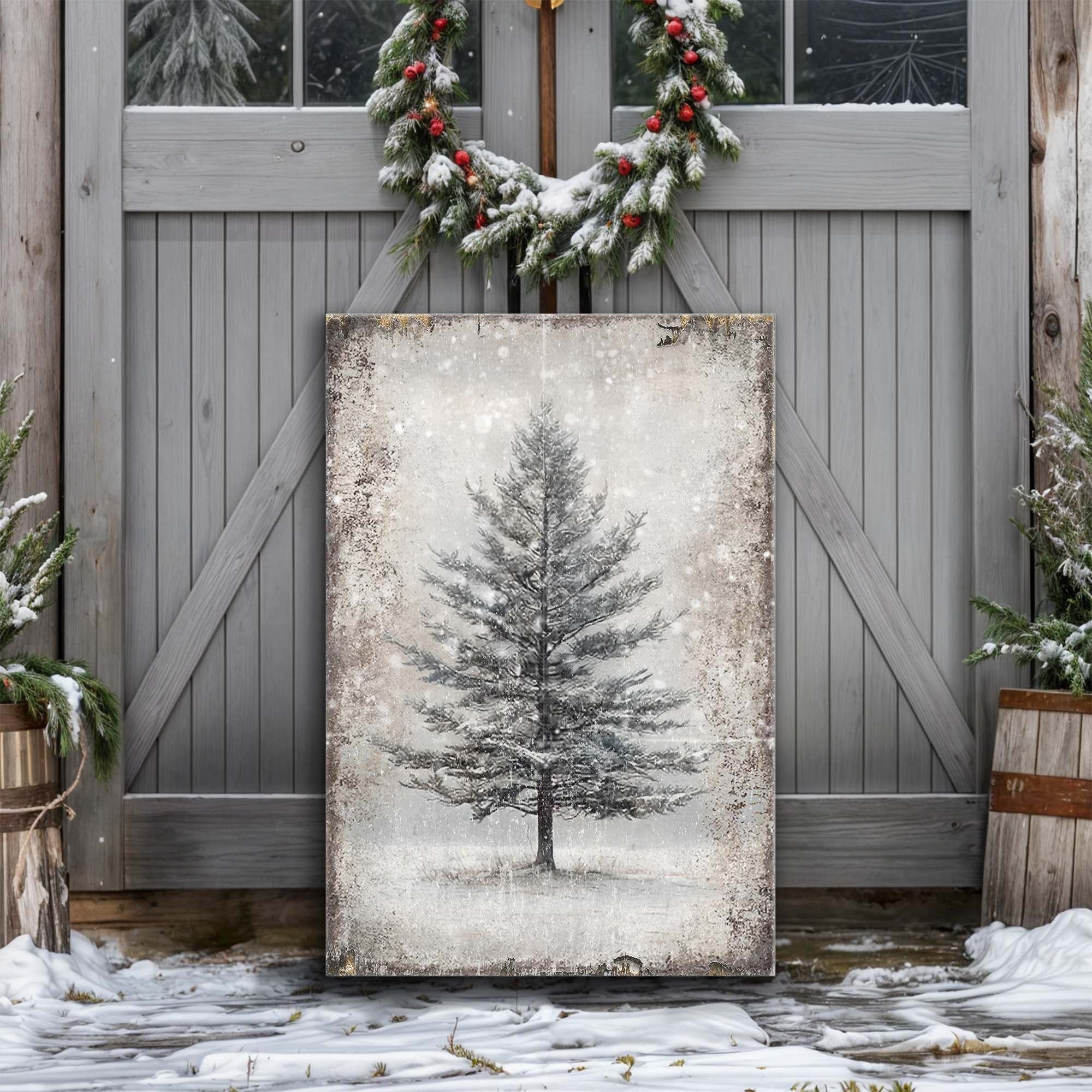 Vintage Christmas Tree Wall Art with Free Mystery Gift - Image 3