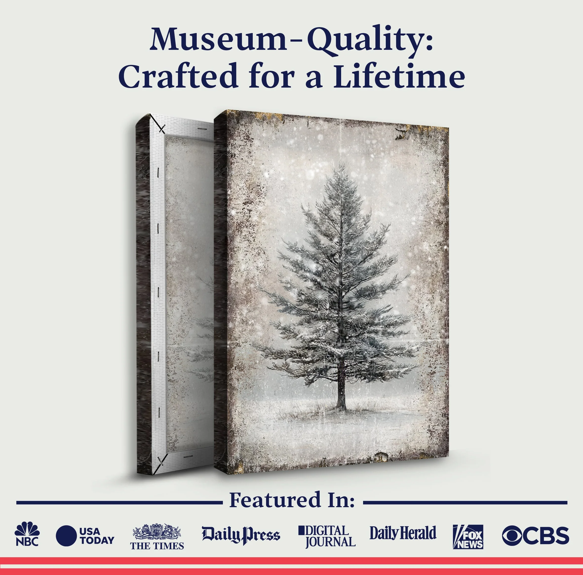 Vintage Christmas Tree Wall Art with Free Personalized Christmas Card - Image 6