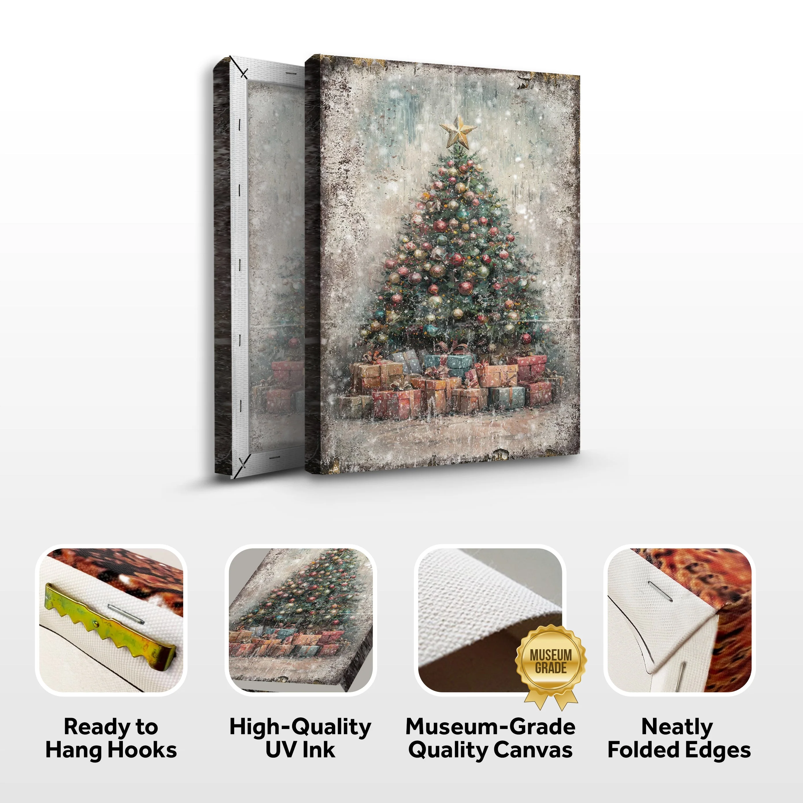 Vintage Christmas Tree With Gifts Wall Art - Image 7