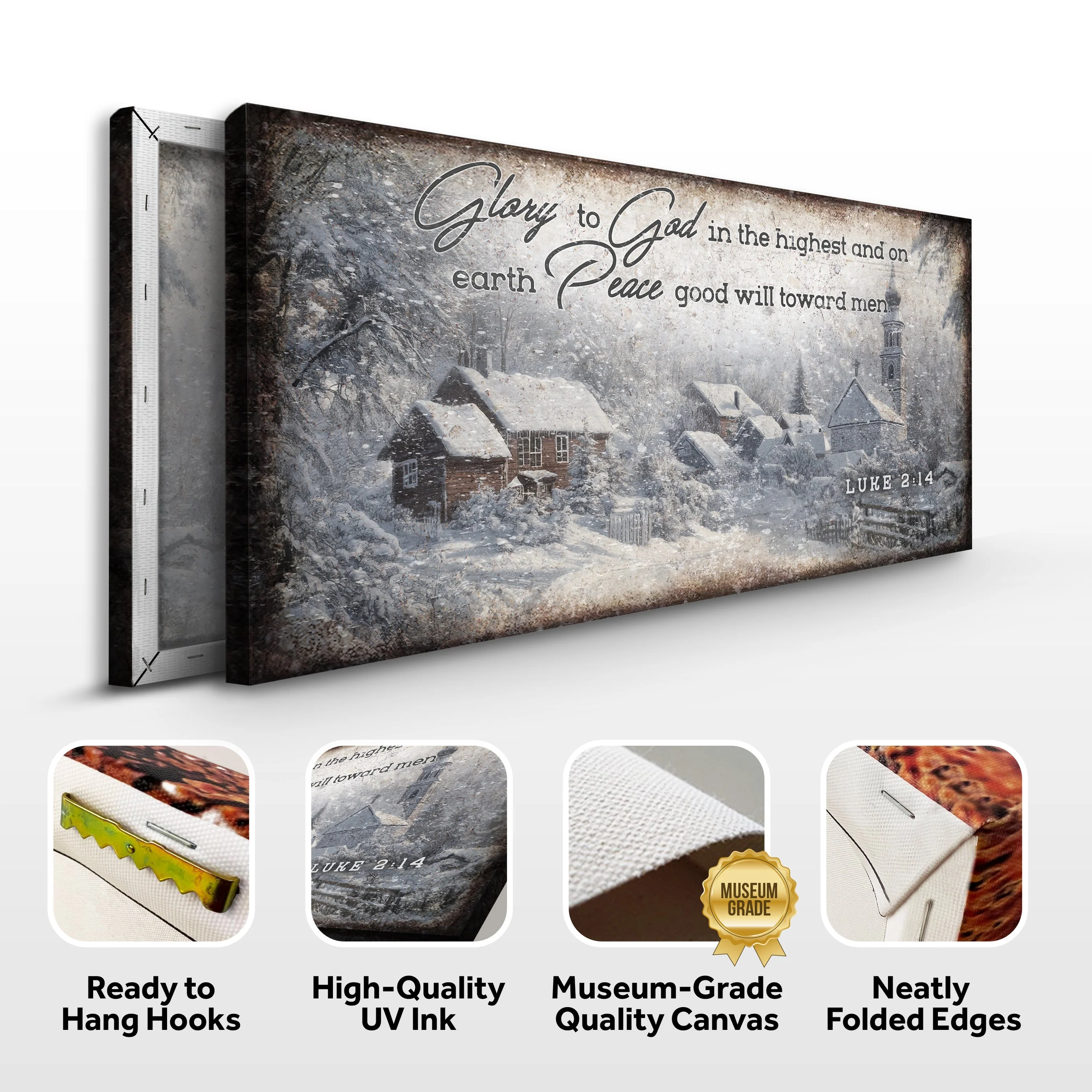 Vintage Christmas Village Luke 2:14 Scripture Sign II - Image 6