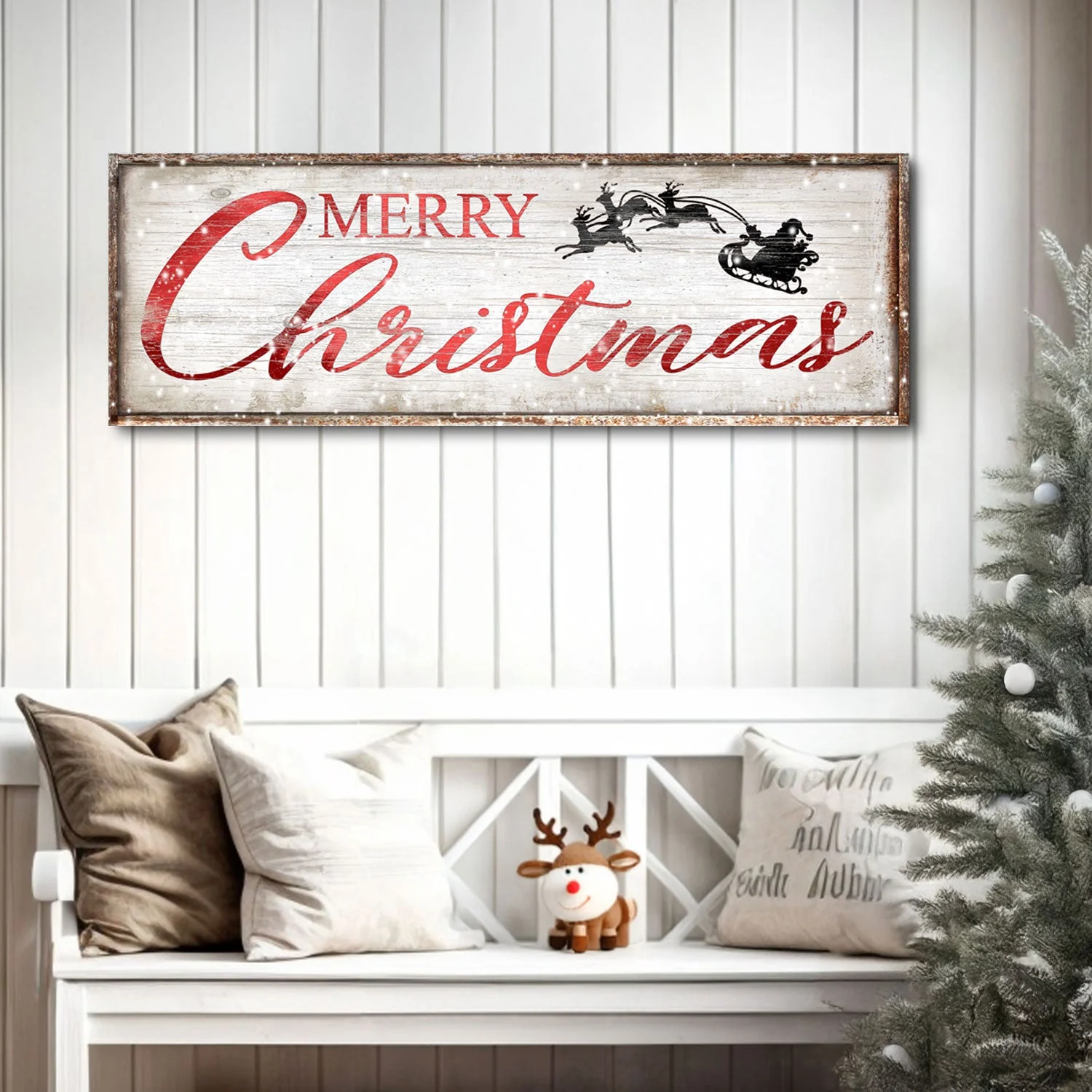 Vintage Merry Christmas Sign - Image 2