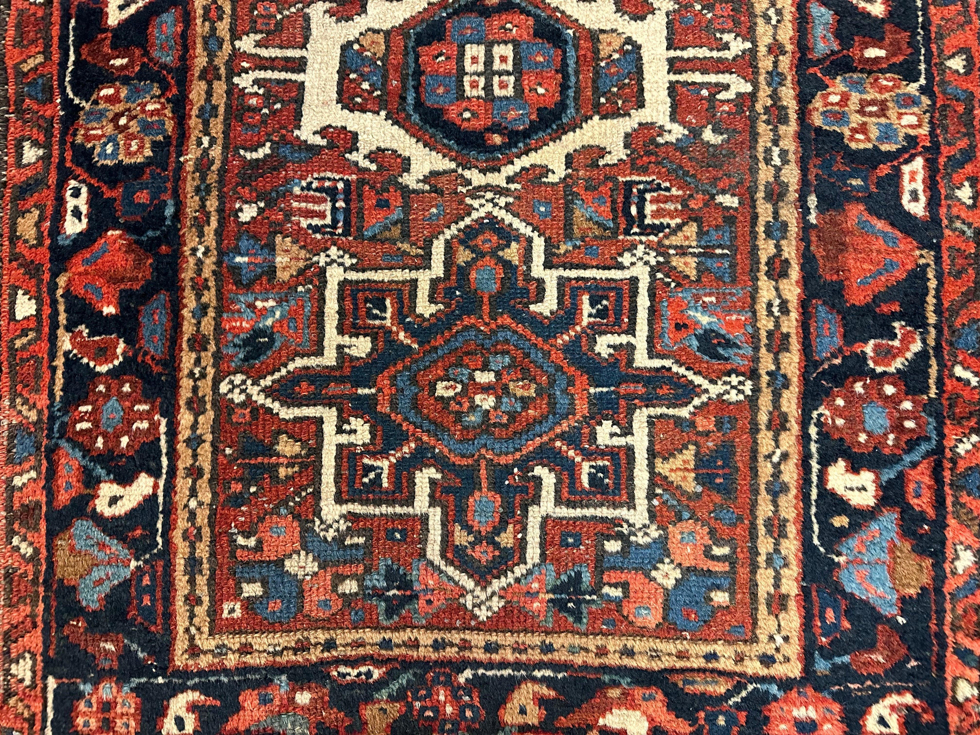 Vintage Persian Karaja Heriz Runner 24”x33” - Image 5