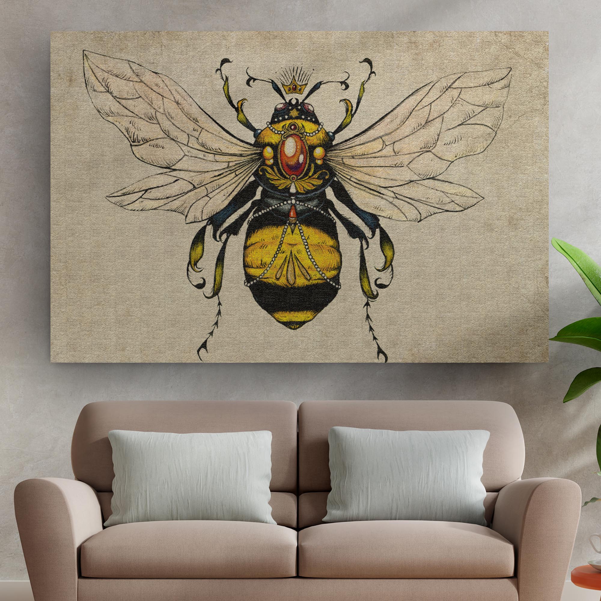 Vintage Queen Bee Canvas Wall Art - Image 3