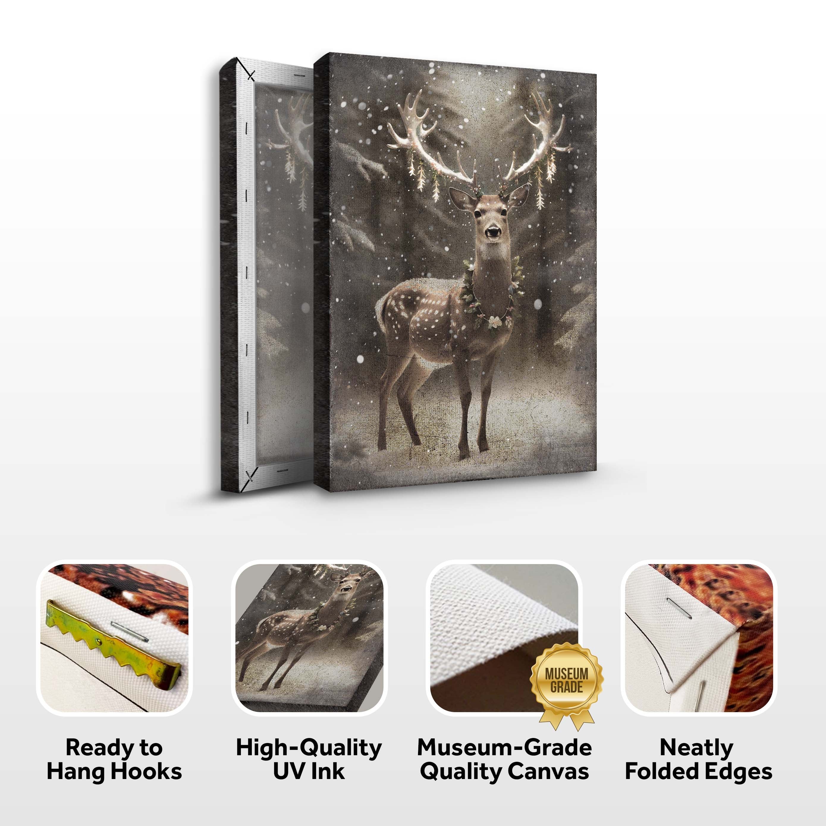 Vintage Winter Deer Christmas Wall Art - Image 7