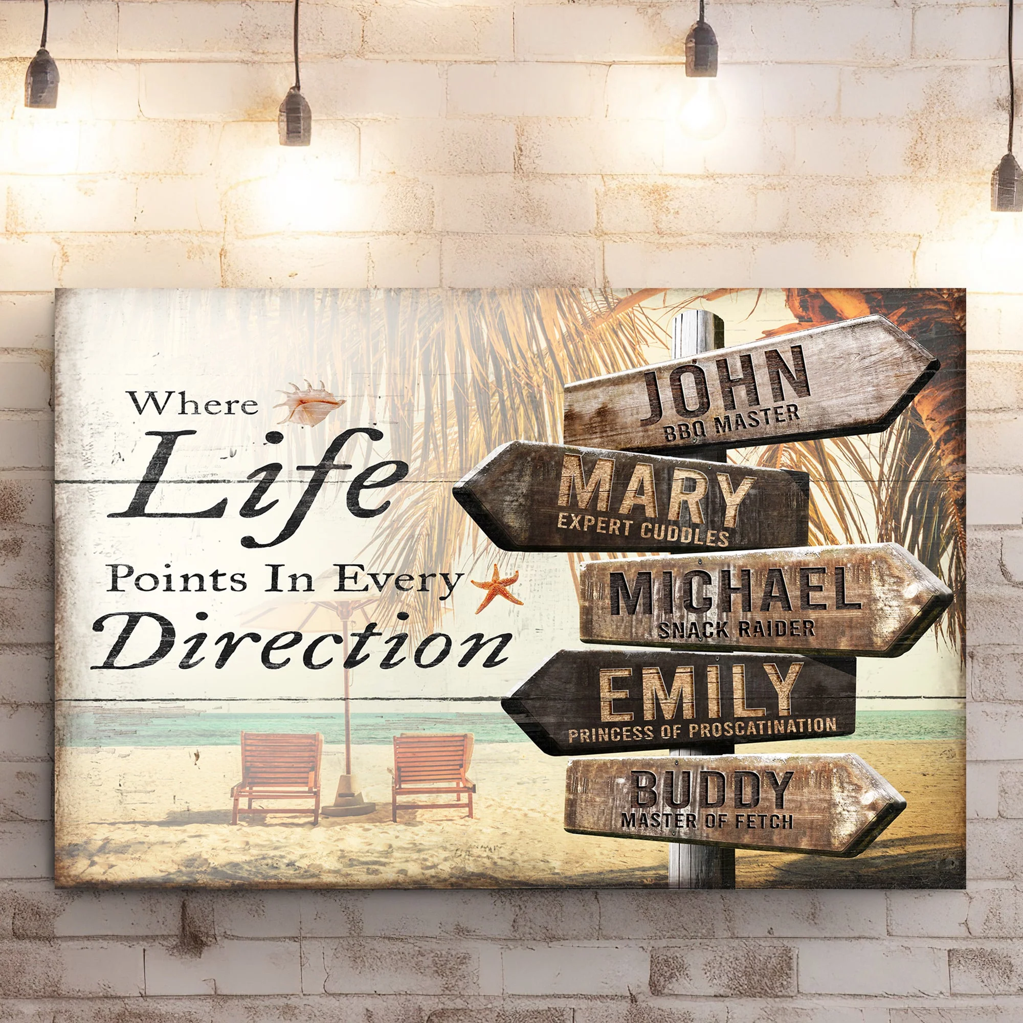 Where Life Points In Every Direction Beach Family Names Sign - Image 2