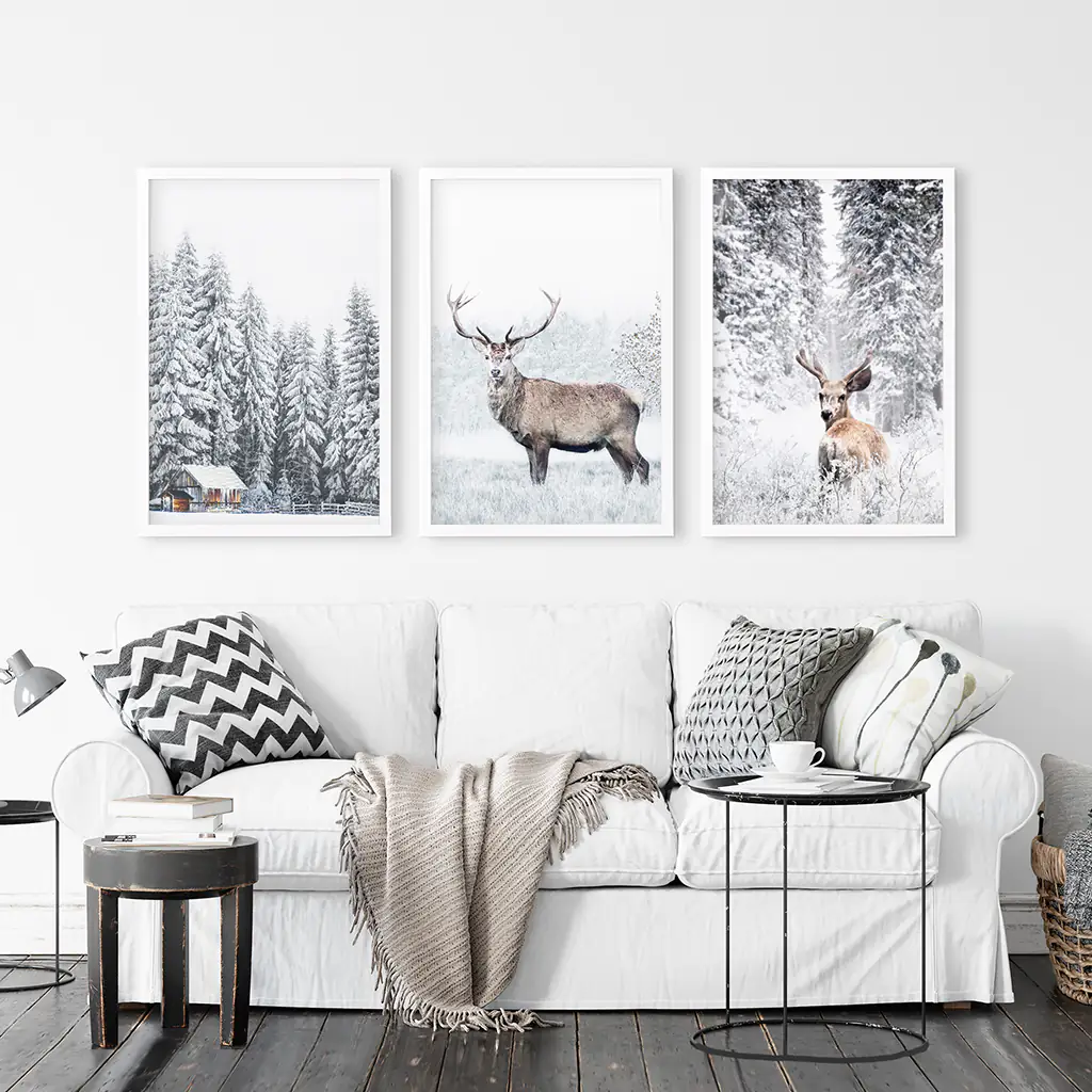 Winter Animal Wall Decor Set of 3. Snowy Forest, Deer - Image 2