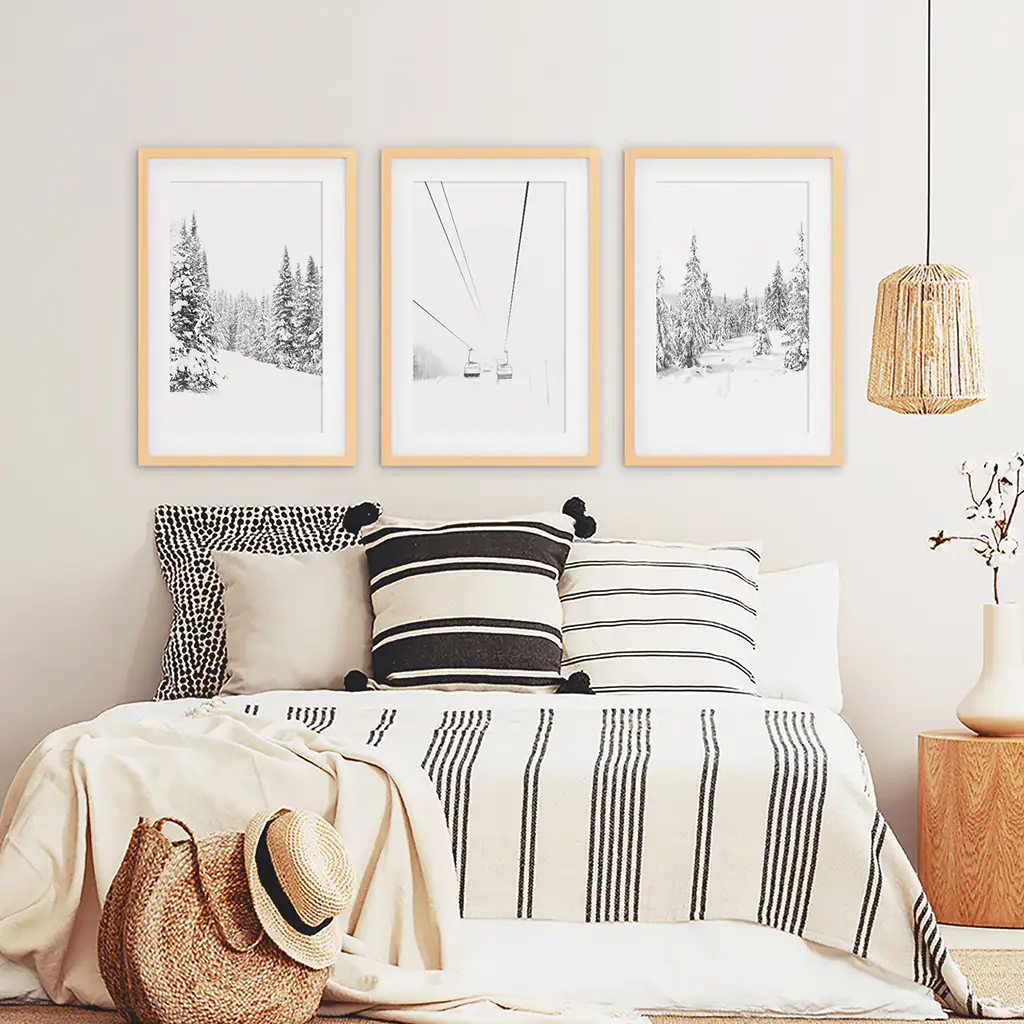 Winter Skiing Black White Wall Art. Ski Lift, Snowy Forest - Image 7