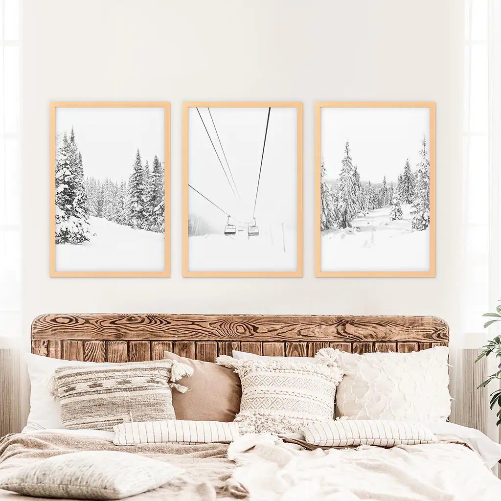 Winter Skiing Black White Wall Art. Ski Lift, Snowy Forest - Image 8