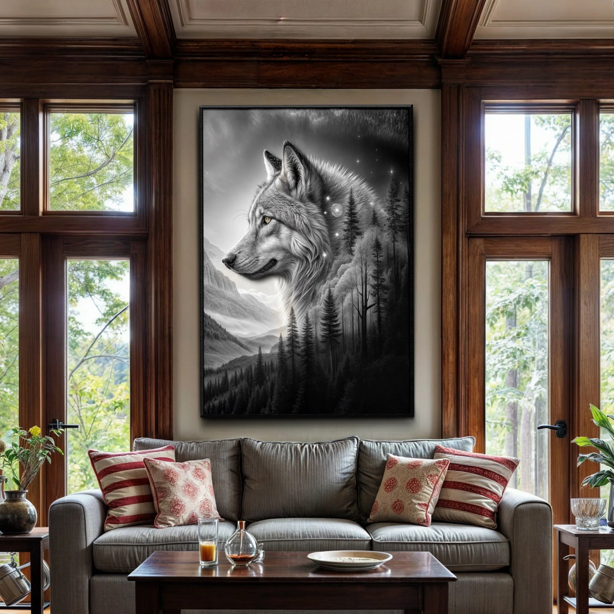 Wolf Double Exposure Wall Art II - Image 2