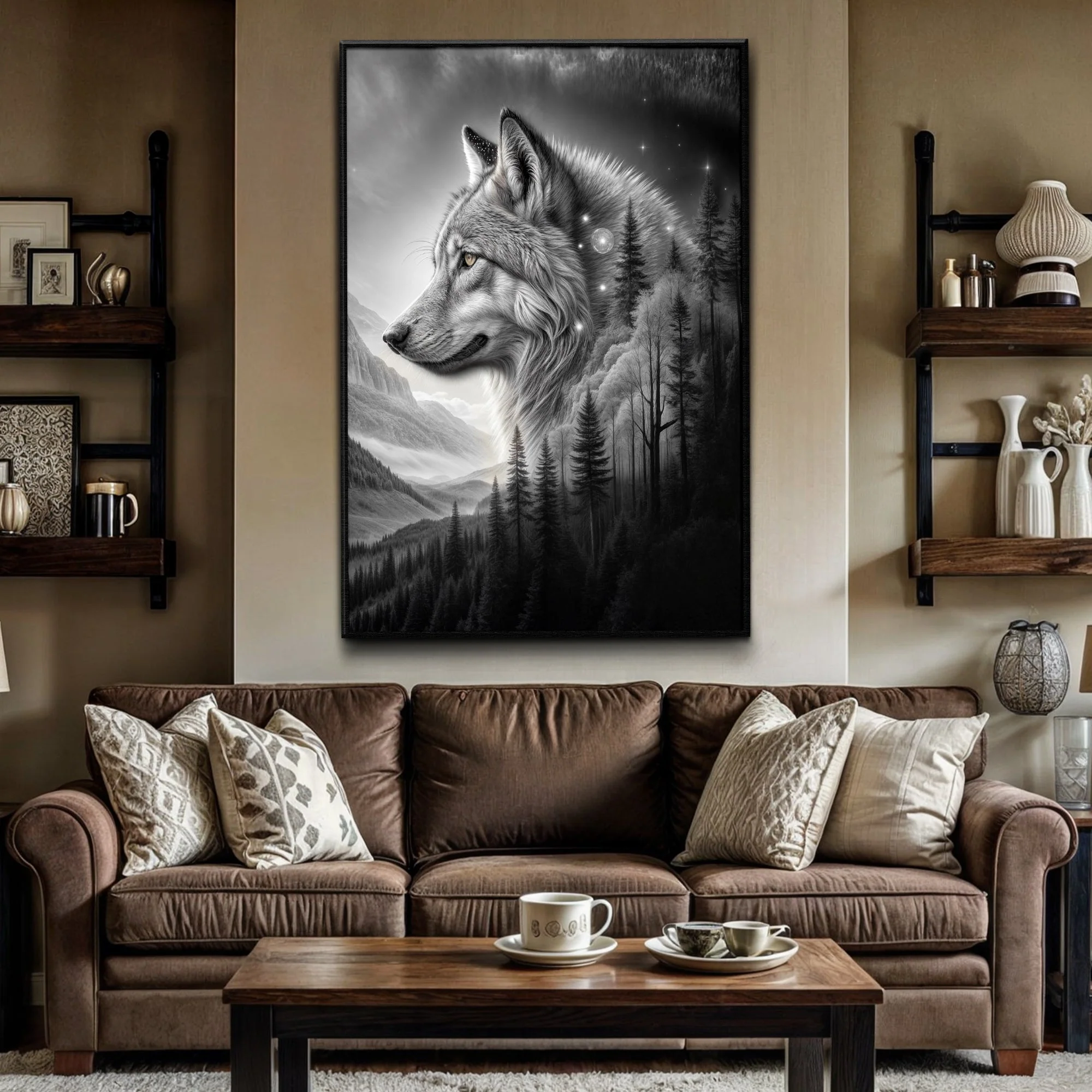 Wolf Double Exposure Wall Art II - Image 3