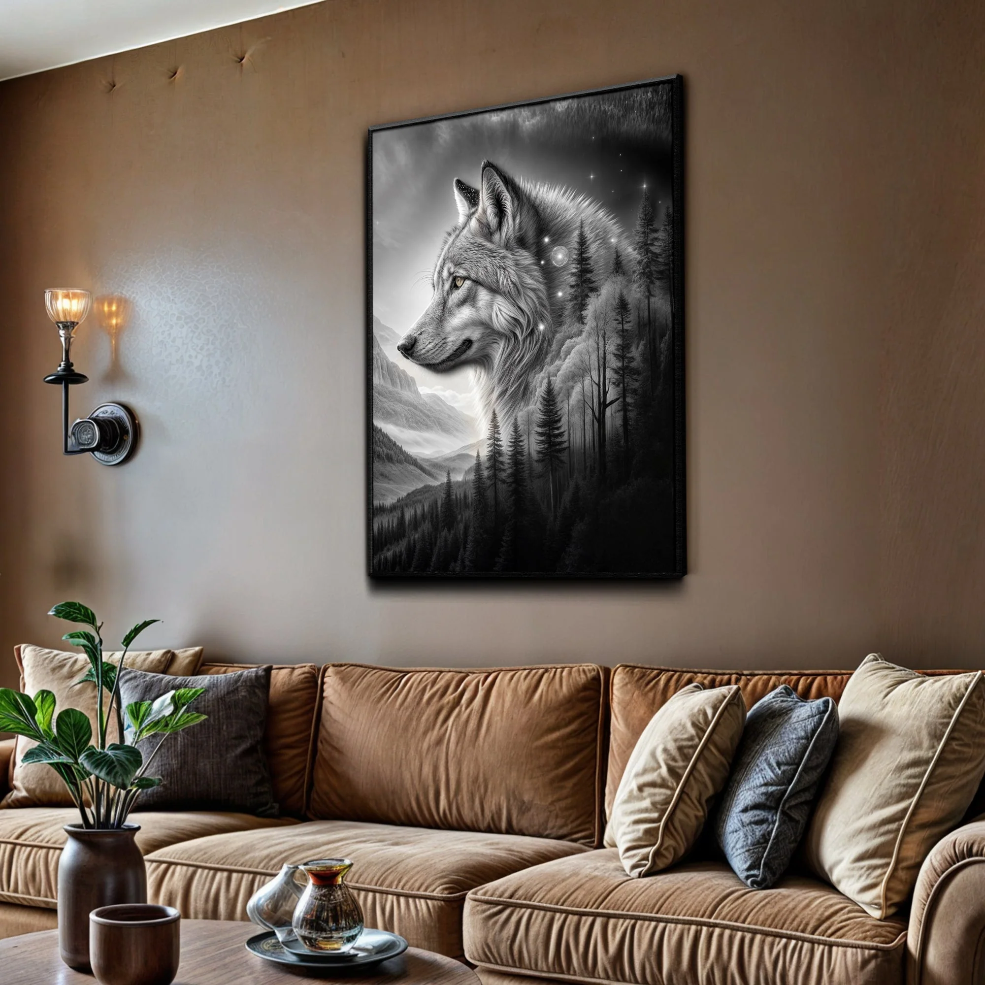 Wolf Double Exposure Wall Art II - Image 4
