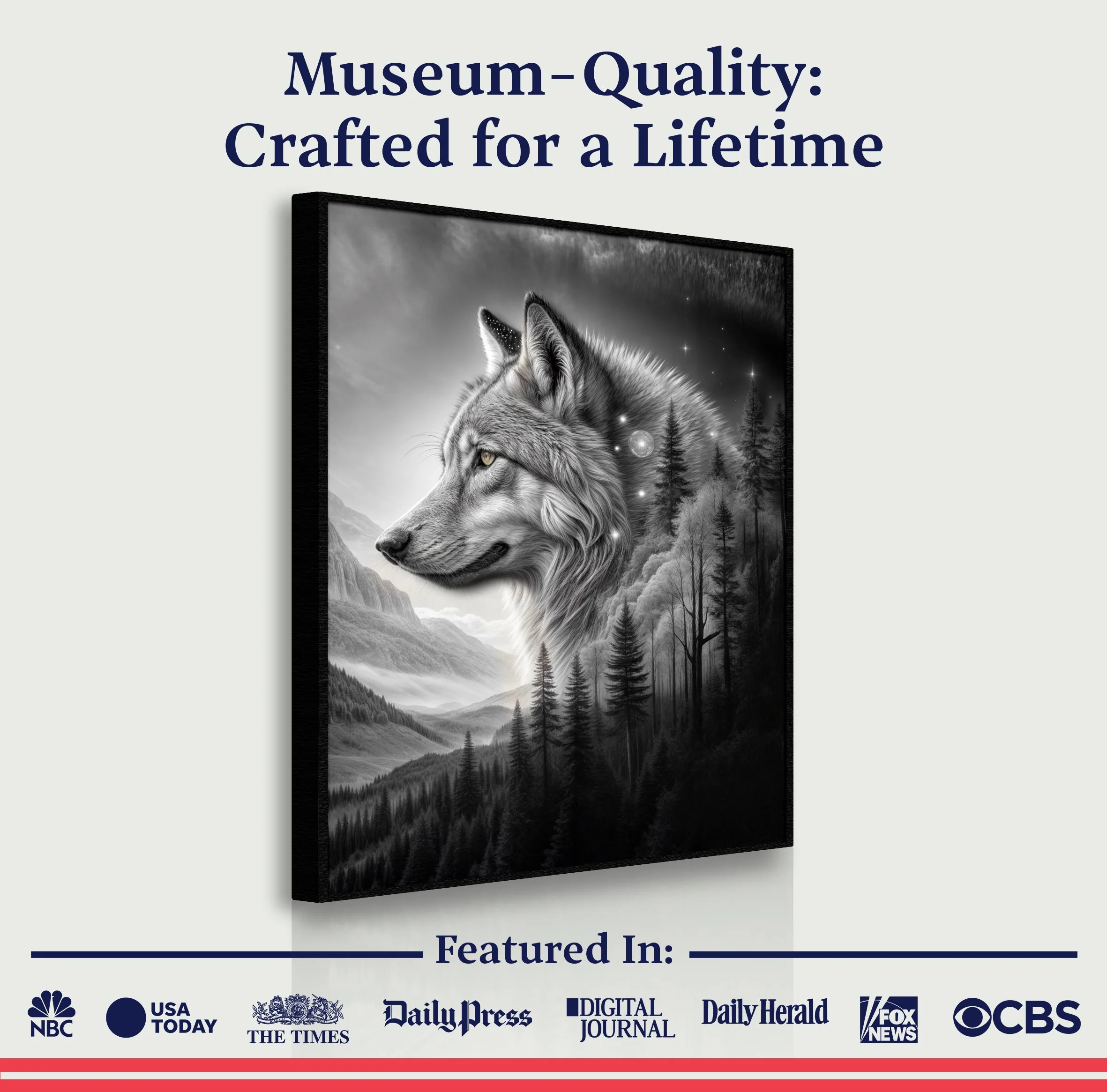Wolf Double Exposure Wall Art II - Image 6