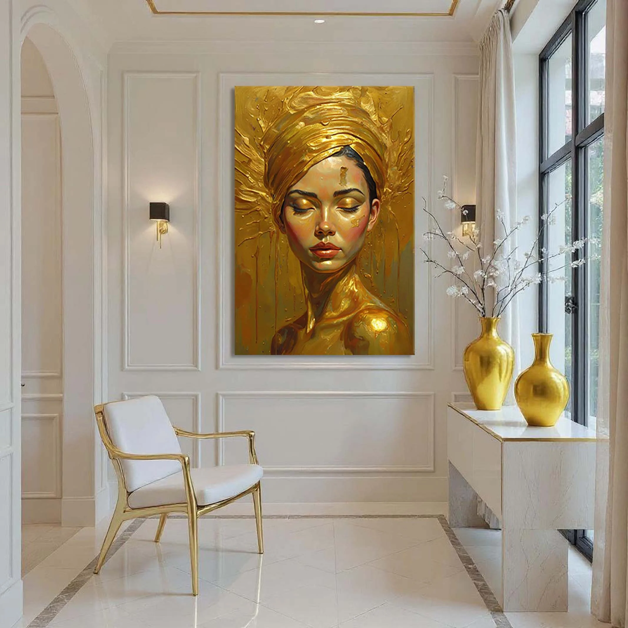 Woman's Golden Serenity Wall Art - Image 4
