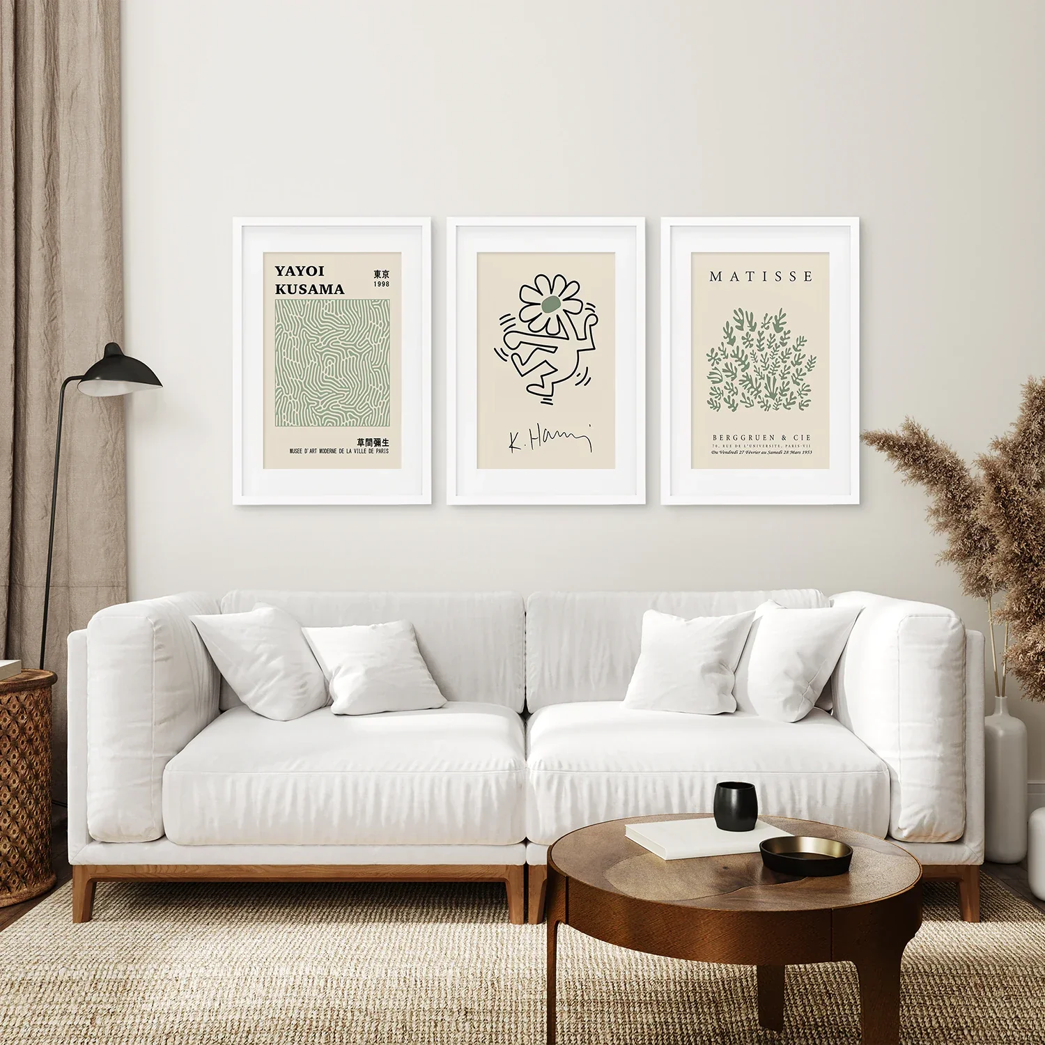 Yayoi Kusama & Matisse Cutouts. Green Sage Wall Art Set - Image 6