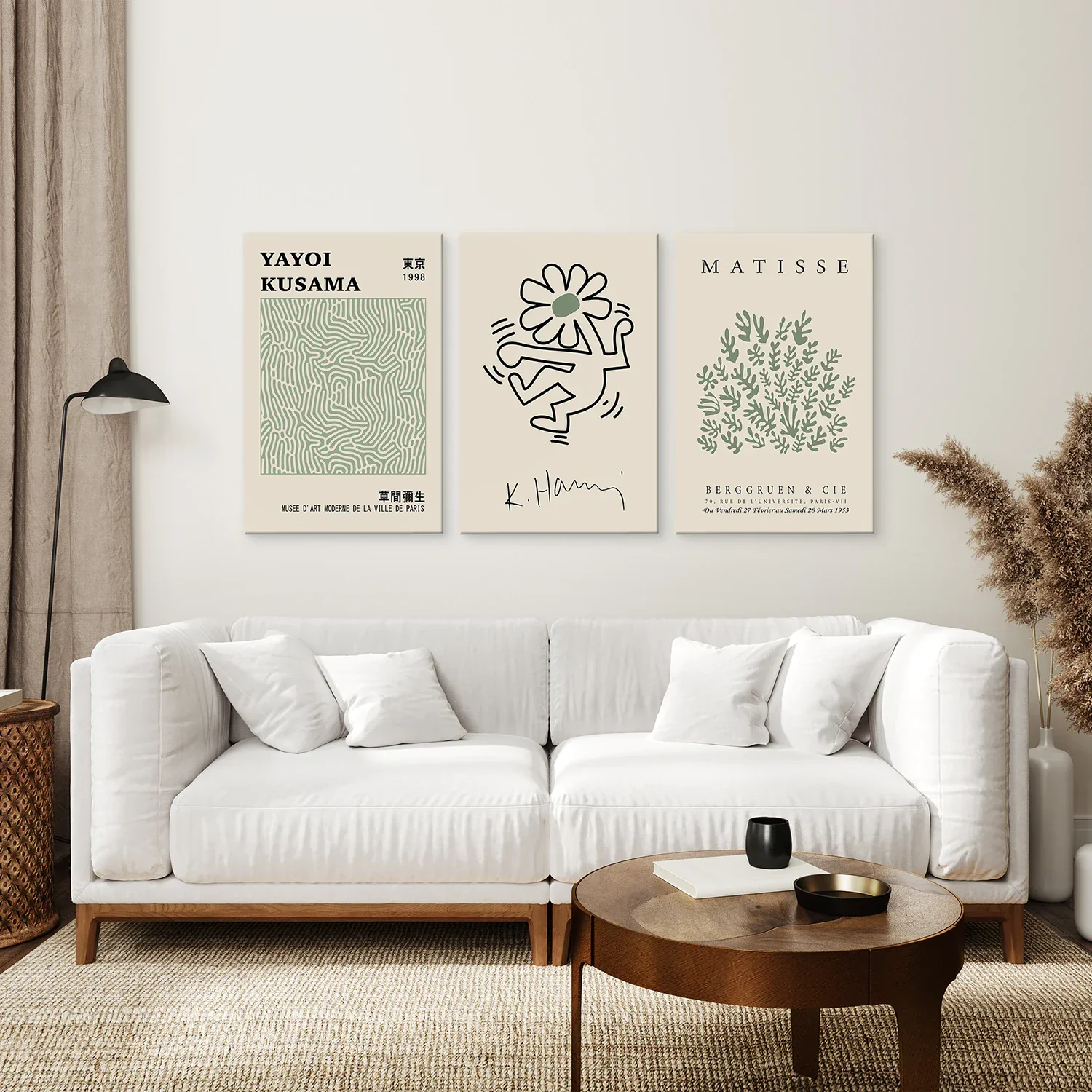 Yayoi Kusama & Matisse Cutouts. Green Sage Wall Art Set - Image 7
