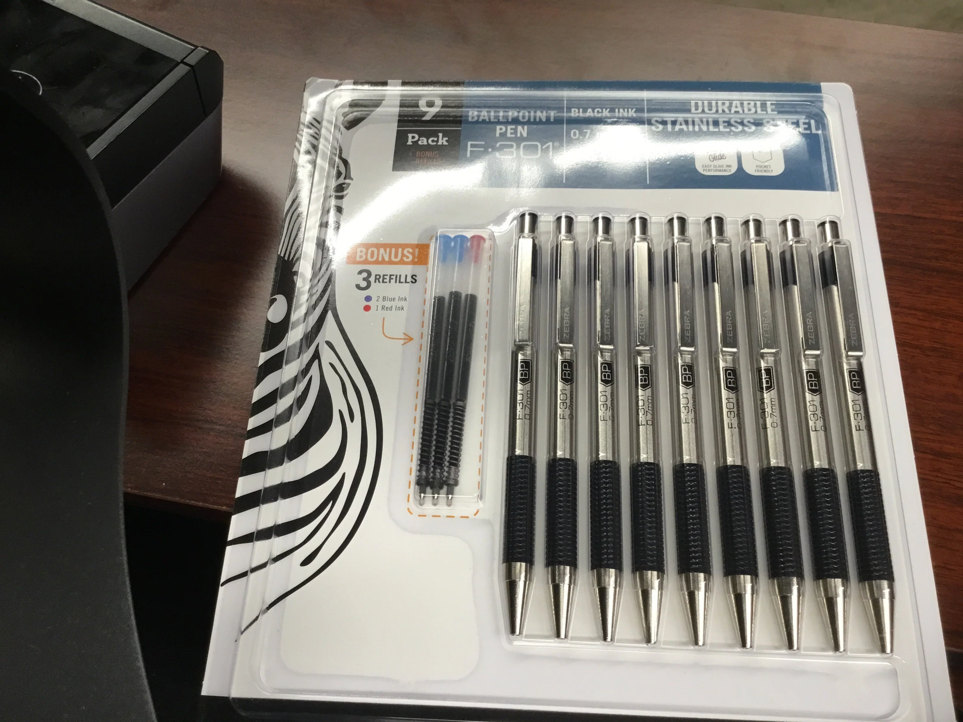 Zebra Ballpoint Pen F-301 Durable Stainless Steel (Each) - Image 2